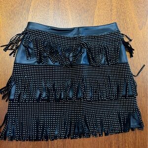 Sincerely Jules Black Fringe Skirt with Studded Accents